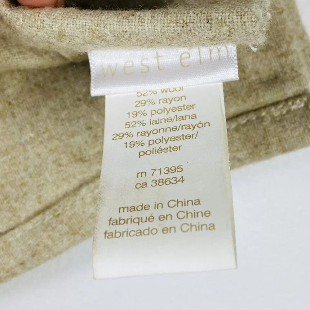 West Elm Wool Blend Flannel 48 x 84 Grommet Curtain Oatmeal